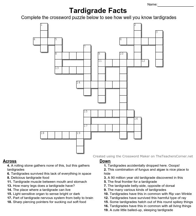 Tardigrade Crossword Puzzle